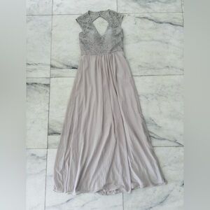 Bari Jay Dress Lace Bella Chiffon Formal Gray 14 NWT Ethereal Romantic Wedding